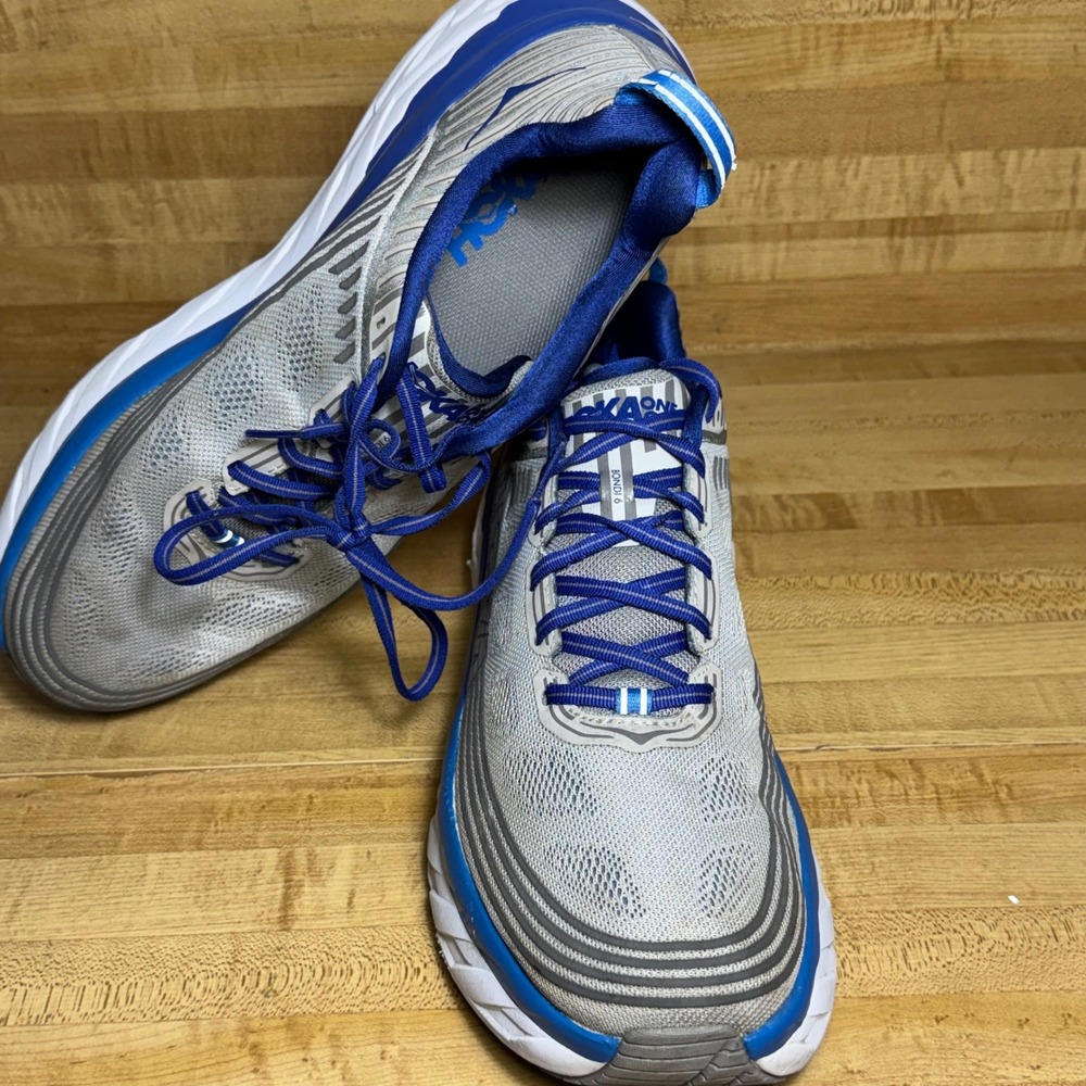 Hoka One One Bondi 6 Mens SZ 12 Running Shoes Vapor Blue Frost Gray 1019269 VBFG - Picture 4 of 6